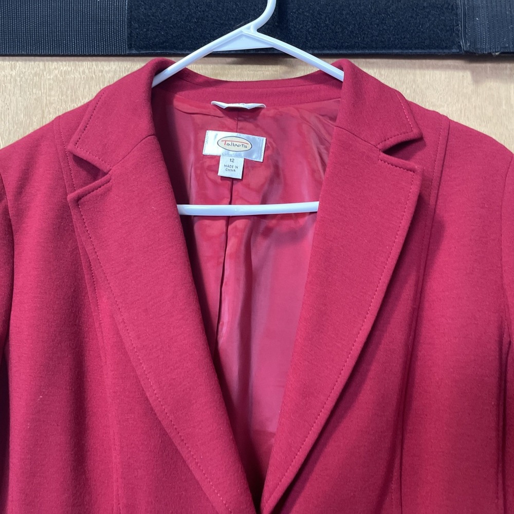Talbots Women's 2 Pc Dress Set Jacket 12 , Above Knee‎ Skirt 14 Red Both Lined